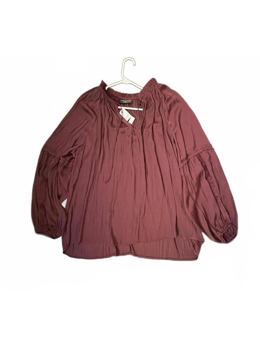 NEW Lane Bryant Satin Boho Blouse in Maroon - 28